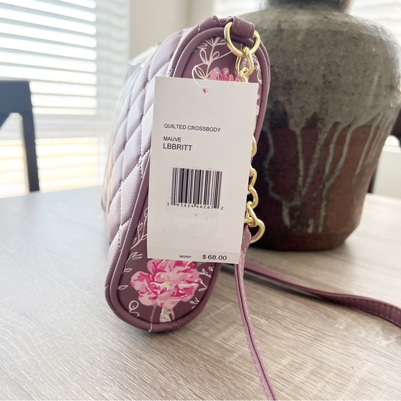 Betsey Johnson purse quilted crossbody - Mauve floral butterfly design - Picture 5 of 9
